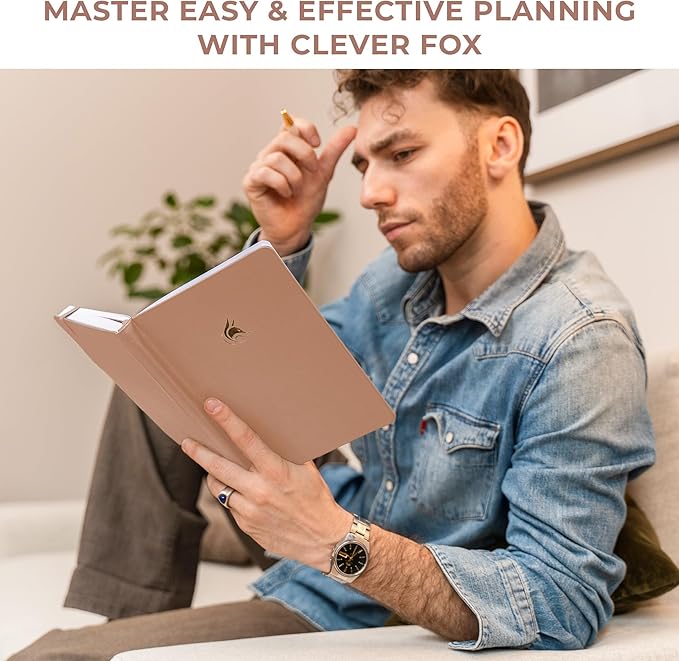 Clever Fox Dated Planner Premium 2026 – Weekly Agenda for Planning & Time Management –Notebook with Habit Tracker & To-do List (Rose Gold)