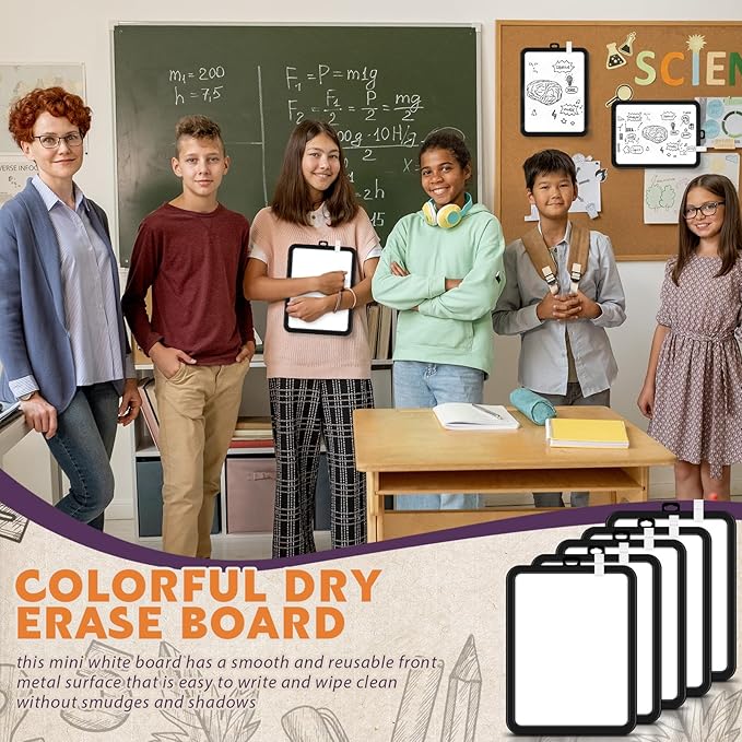 Outus 24 Pcs Dry Erase Mini White Boards Bulk 8.5 x 11'' Small Magnetic Whiteboard Double Sided Colored Writing Boards for Kids Students Locker Fridge (Black)