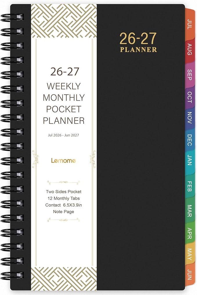 2026-2027 Pocket Calendar/Planner - Weekly & Monthly Pocket Planner for Purse, Jul. 2026 - Jun. 2027, 6.8" x 4.1", Strong Twin - Wire Binding, Plastic Cover
