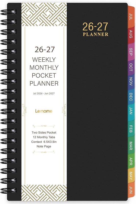 2026-2027 Pocket Calendar/Planner - Weekly & Monthly Pocket Planner for Purse, Jul. 2026 - Jun. 2027, 6.8" x 4.1", Strong Twin - Wire Binding, Plastic Cover