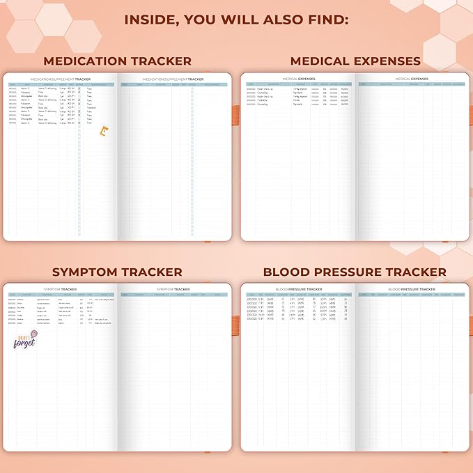 Clever Fox Large Medical Planner 12-Month – Medical Notebook, Health Diary, Wellness Journal to Track Health – 12 Months, 7x10.5″ (Orange)