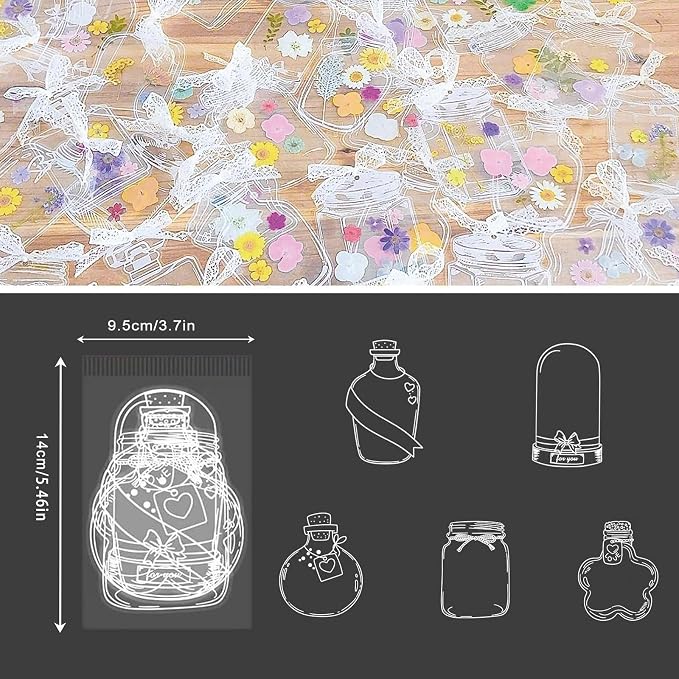 40PCS DIY Transparent Dried Flower Bookmark Kit, Cute Bookmark Making Kit for Women, Men, Crafts for Seniors to Make Your Own Personalized Bookmark, Gifts for Readers, Kids, Teens, Adults