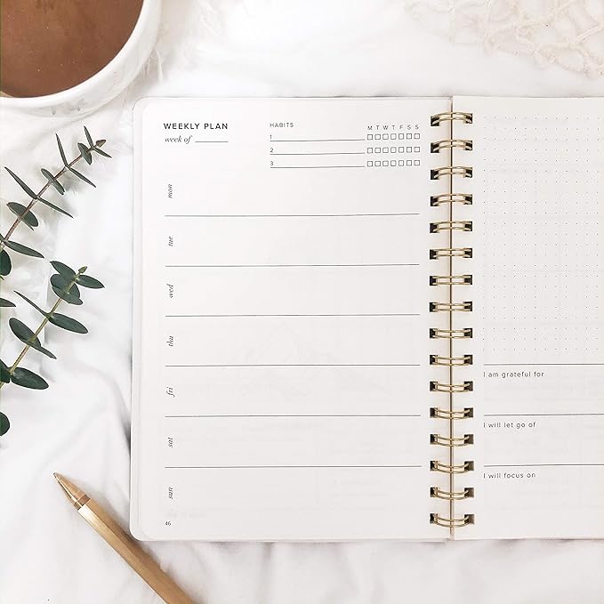 Kunitsa Co. Food and Exercise Journal for Women - Track Meals, Nutrition, and Weight Loss, 90 Days, Walnut Brown, 8.5 x 6 Inches