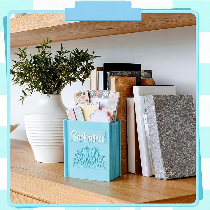 Resurhang 3D Printed Book Shaped Bookmark Holder, Book Lover Gift, Bookish Accessory Office Desk Supplies End of Year Gift for Librarian Bookworm Teacher Women(Blue)