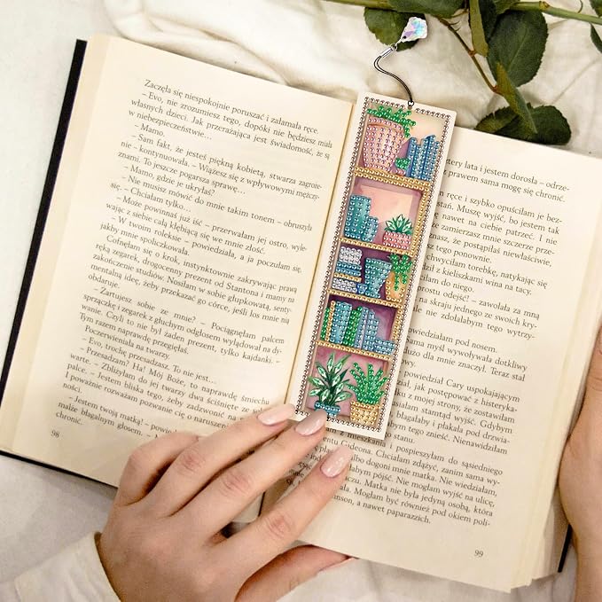 4 pcs Diamond Painting Kit Bookmarks Diamond Art Kits for Adults, Arts and Crafts for Adults Gem Art, DIY Diamond Art Bookmarks for Women, Men, Handmade Crafts Gift Supplies for Book Lovers, Reading