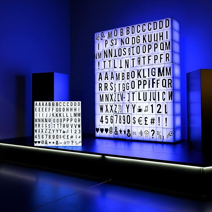 A Set 208Pcs Black Cinematic Lightbox Replacement Letters & Numbers Signs for A4 Light Up Letter Box Sign Message Board, Presentation Boards 65.4x35mm, for Home or Events(Light Box is NOT Included)
