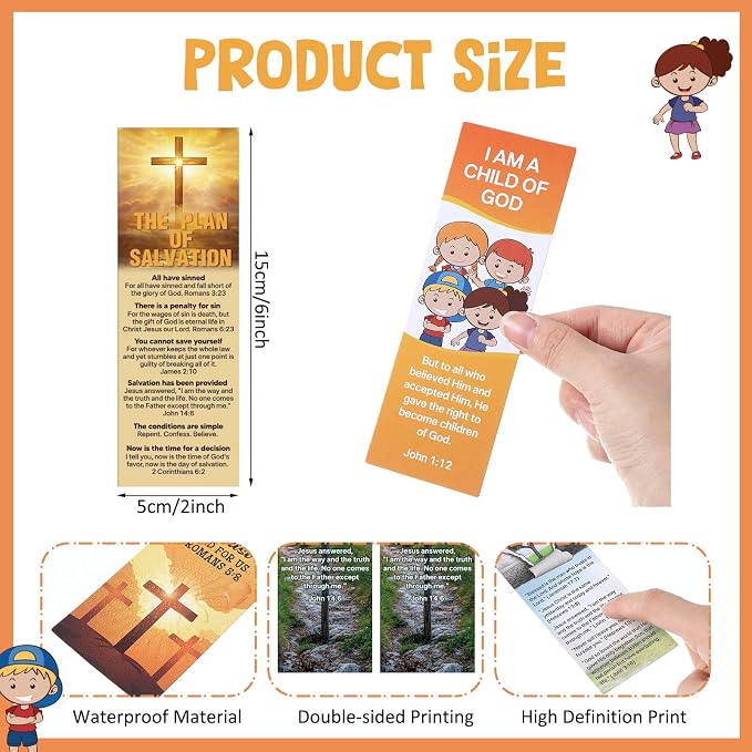100 Pcs Gospel Tract Card Bible Tract for Evangelism Salvation Bookmarks Bulk Christian Pocket Card Inspirational Prayer Postcards for Women Men Church & Office Supplies, 20 Designs