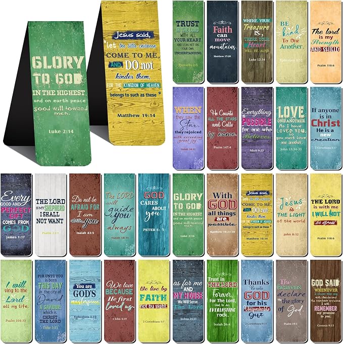 Chinco 30 Pcs Magnetic Christian Bookmarks - Bible Verse Inspirational Scripture Page Clips, Religious Prayer Bookmarks for Women, Kids, Teachers, Church Supplies & School Gifts(Vintage)
