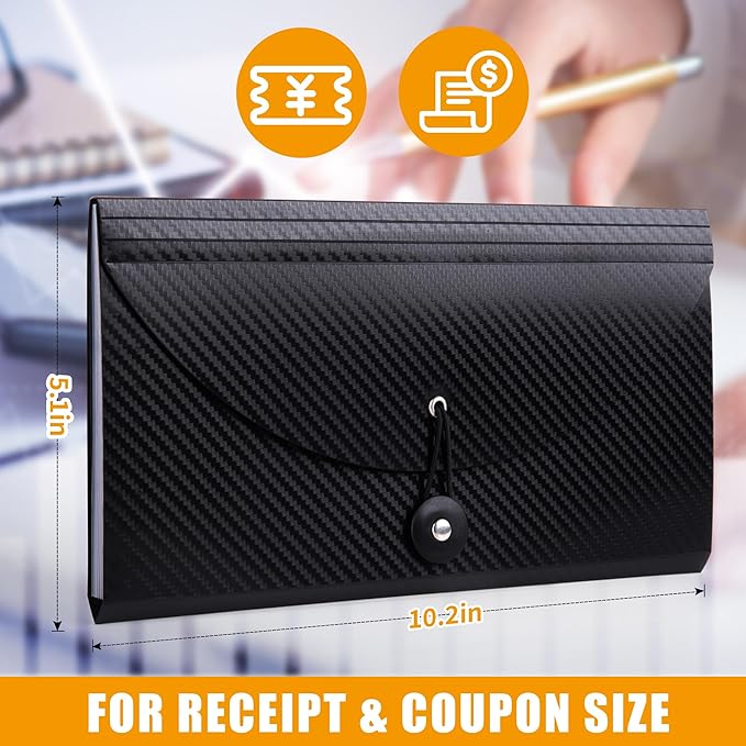 Nicecho Receipt Coupon Organizer, 13 Pockets Small Accordion File Organizer with Labels for Receipt Cards, Bill Business, Coupons Storage, 10.2X 5.1 Inches