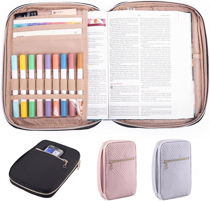 APLUFINE Bible Cover for Women - Soft Bible Case - Carrying Book Case for Bible Accessories - Bible Holder Case for Women - Girls Bible Bag - Bible Carrier - Bible Sleeve - Church Bag