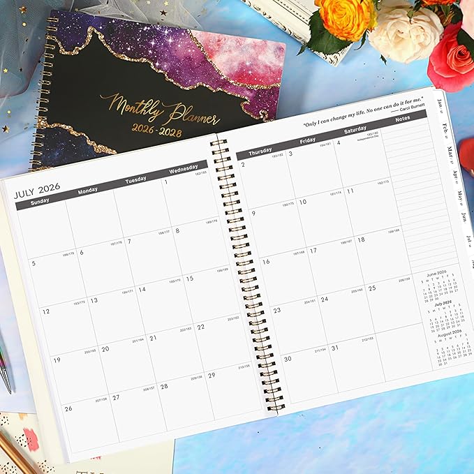 Monthly Planner 2026-2028 - 2 Year Planner 2026-2028, Jul.2026 - Jun.2028, 9" x 11", 2026-2028 Monthly Calendar, Calendar Planners with Inner Pocket, Twin-wire Binding, Tabs - Star