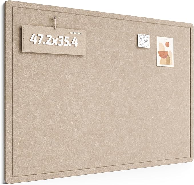 Fluxnara Bulletin Board,Cork Board Alternative with Safe Removable Adhesive Tabs, Foldable Felt Pin Board for Home Office, Classroom, Bedroom,Entryway for Walls (Taupe, 47.2 x 35.4 inches)