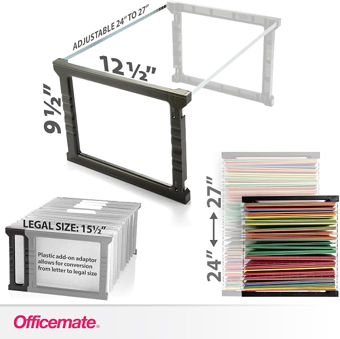 Officemate Plastic Hanging File Frame, 24-27, Letter and Legal Size, 1 Set (91970)