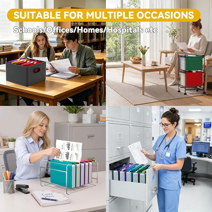 Heavy Duty Hanging File Folders Letter Size,Plastic 1.5" Expandable Filing Cabniet Folders,12 Pack Sturdy Extra Capacity File Folder Hangers with Tabs,Aesthetic Hanging File for File Frame/Box