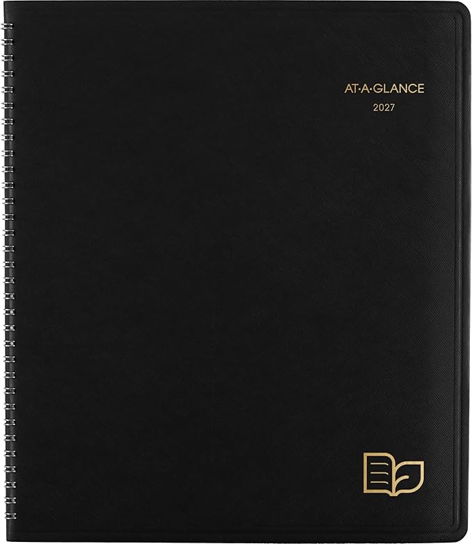 AT-A-GLANCE 2027 Planner, Monthly, 9" x 11", Tabbed, Unruled Daily Blocks, Recycled Black (70260G0527)