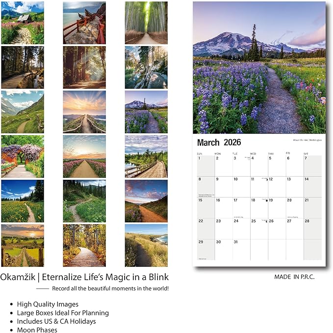 2025-2026 Wall Calendar Pathway Planner Calendar, Hangable Monthly Wall Calendar with Large Blocks for Organizing & Planning, Academic Schedule, Home, Office & family, Thick & Sturdy Paper (12"x24" Open)