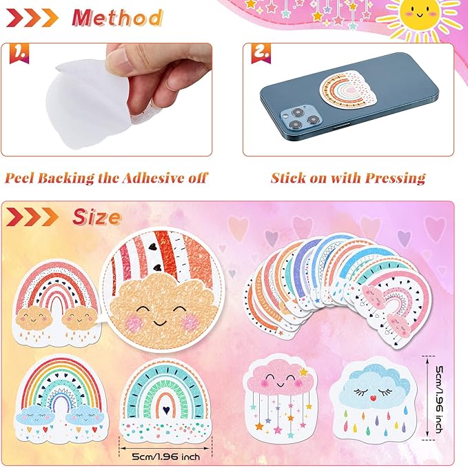 Gersoniel 36 Pcs Anxiety Sensory Stickers Strips Adhesive Textured Mental Health Calm Stickers Mindfulness Fidget Decals Stress Anxiety Relief Items for Therapy Office Desk(Boho Style)