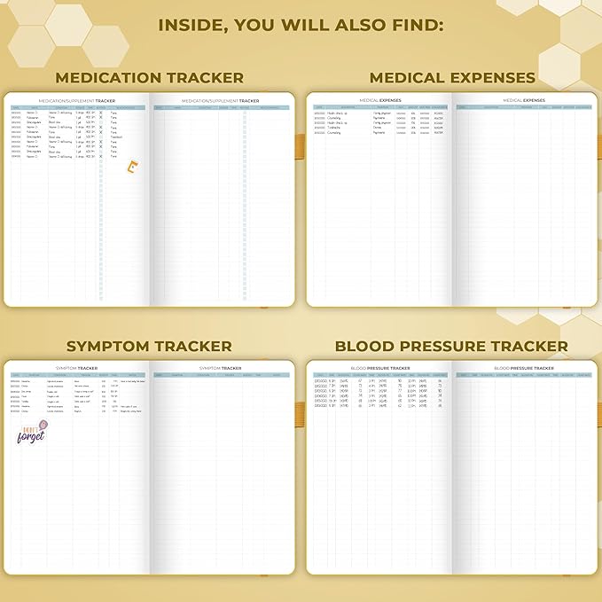 Clever Fox Large Medical Planner 12-Month – Medical Notebook, Health Diary, Wellness Journal to Track Health – 12 Months, 7x10.5″ (Amber Yellow)