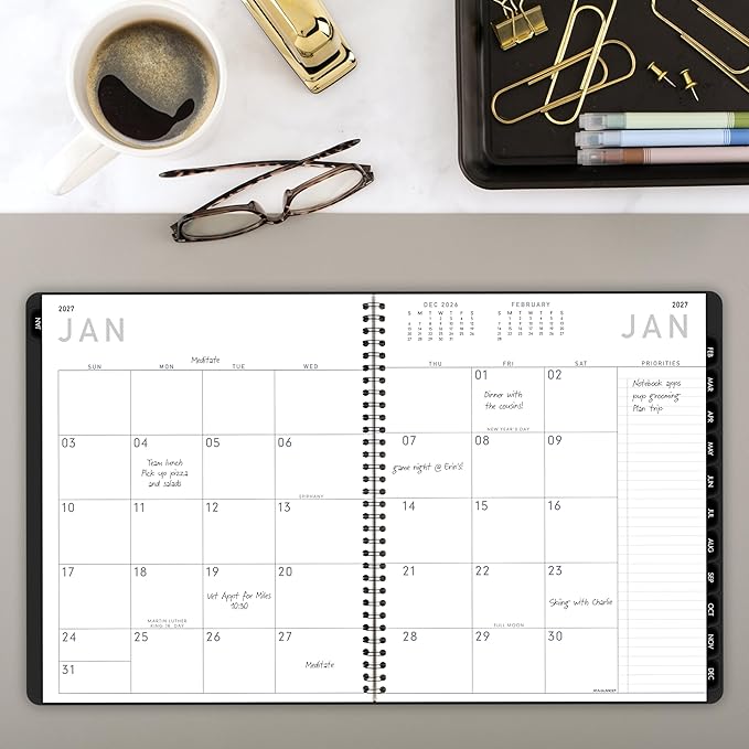 AT-A-GLANCE 2027 Planner, Monthly, 9" x 11", Contemporary Lite, Black (7026XL0527)