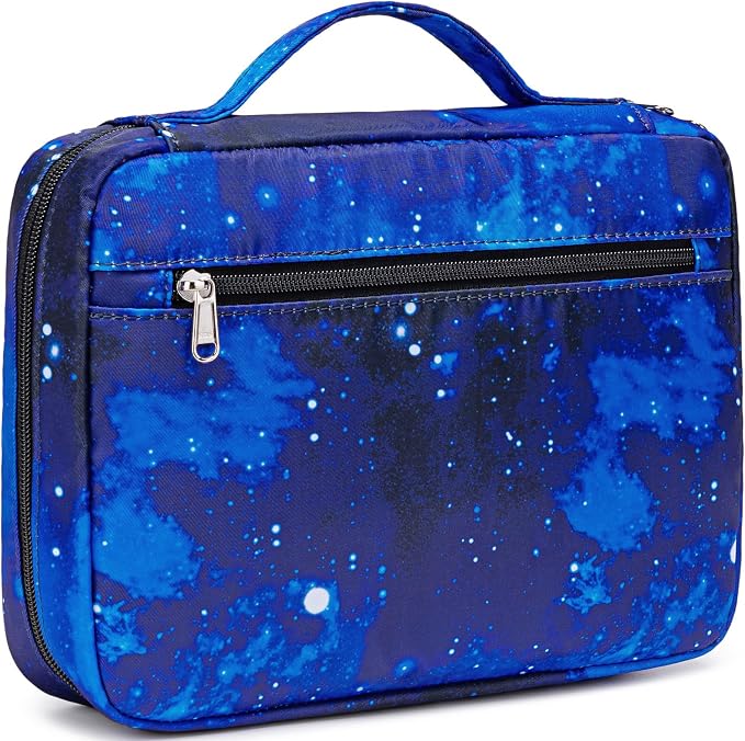 JIANYA Bible Cover Bible Case Bible Book Cover Carrying Case Church Bag with Handle and Zippered Pocket, Galaxy Blue