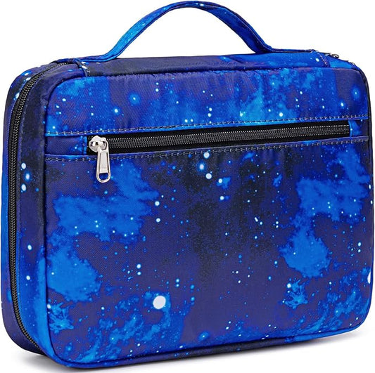 JIANYA Bible Cover Bible Case Bible Book Cover Carrying Case Church Bag with Handle and Zippered Pocket, Galaxy Blue