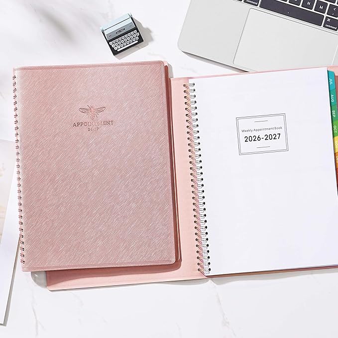 2026-2027 Appointment Book/Planner - Appointment Planner 2026-2027, July 2026 - June 2027, 11" x 9", 26-27 Daily Hourly Planner with 15-Minute Interval, Colorful Tabs - Rose Gold