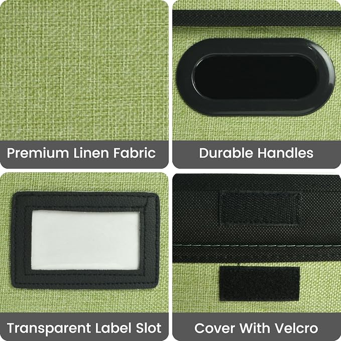 Qerlei File Organizer Boxes with Lids,Collapsible File Folder Organizer with Plastic Slide,Collapsible Filing & Storage Boxes for Office/Decor/Home (Green, 1 Pack)