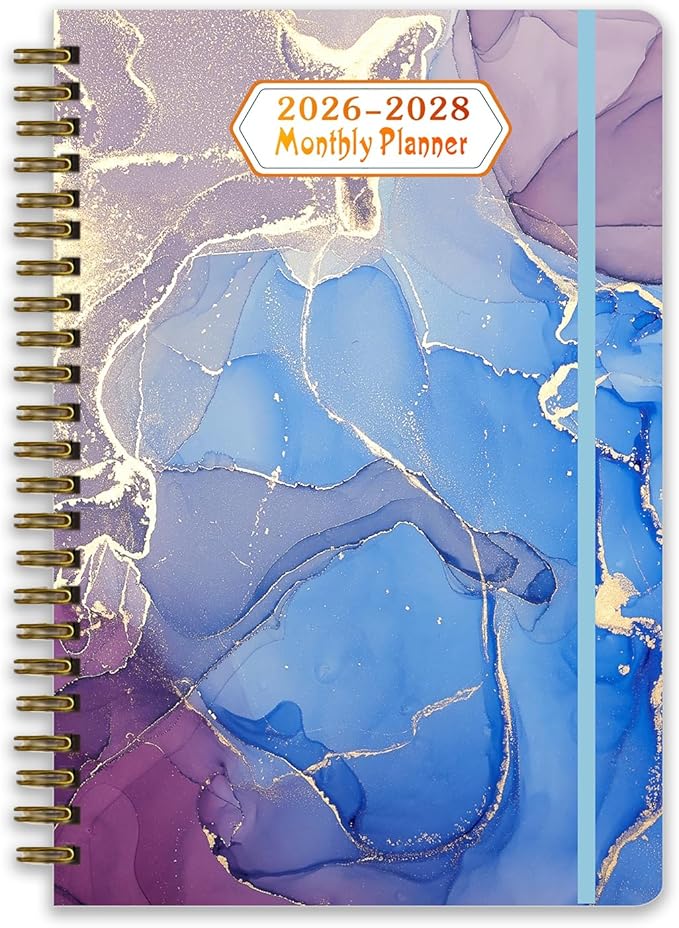 2026-2028 Monthly Planner/Calendar - 3 Year Monthly Planner 2026-2028, January 2026 - December 2028, Academic Weekly Organizer with Twin-Wire Binding for Students and Teachers (Dark Blue Marble)