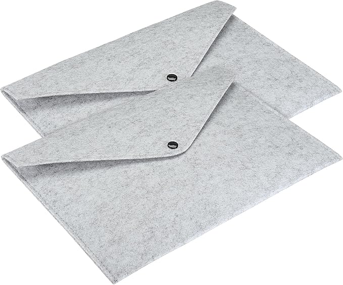 PATIKIL File Bag Felt Folder 2 Pack A4 Envelope Document Storage Pouch Organizer for Office Business, Gray
