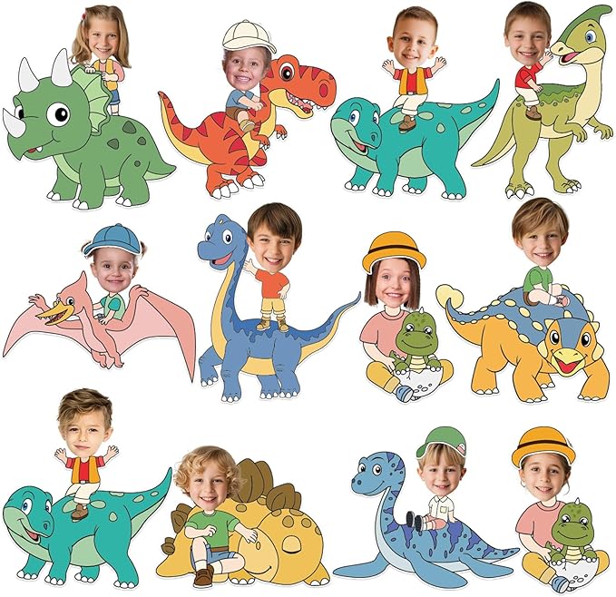 60pcs Dinosaur Theme DIY Cutouts Dinosaur Bulletin Board Decoration Set Cute Dino Jungle Paper Cut-Outs Classroom Decor for Boy Girl Classroom DIY Photo Craft Kindergarten School Wall Door Supplies