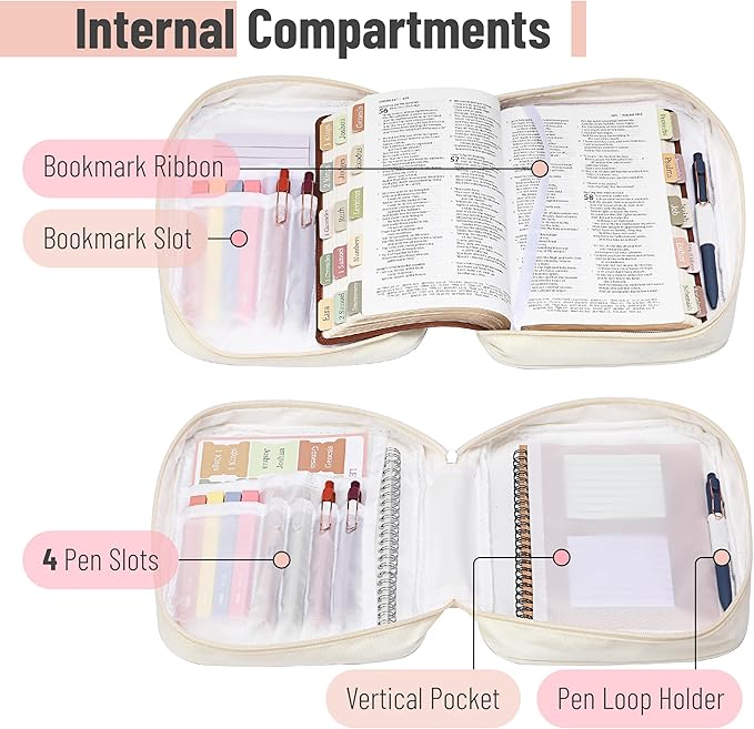 Mr. Pen- Bible Cover Case, Carrying Book Case with Durable Handle and Zippered Pocket, Bible Protective Church Bag for Men & Women, Christian Gifts, Rustic Boho