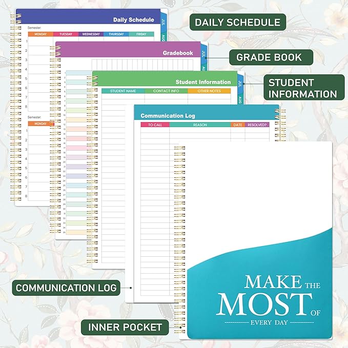 Teacher Planner 2026-2027, Teacher Lesson Planner 2026-2027, July 2026 - June 2027, 8.42" x 11.02", New Version Inner Paper with Spiral Bound, Colorful Monthly Tabs