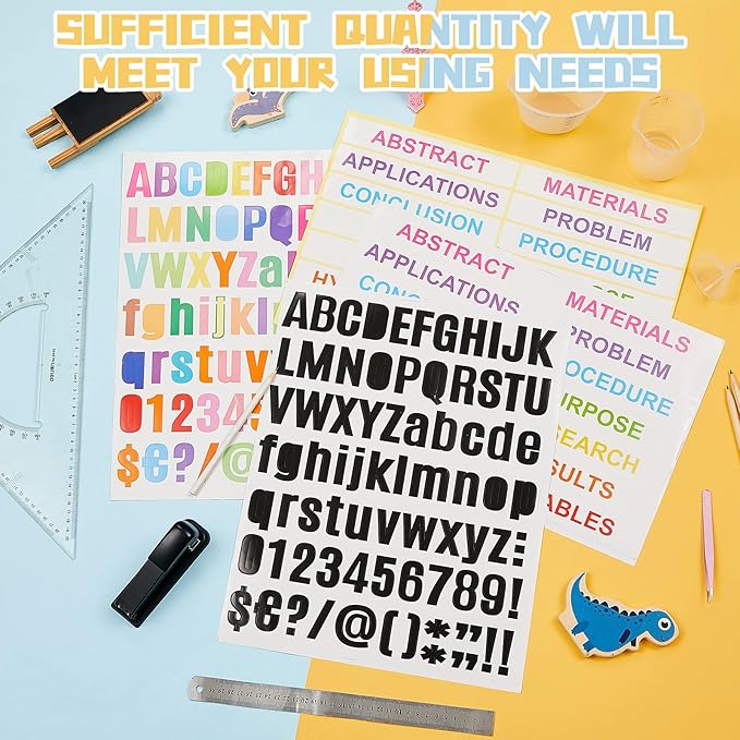 Teling 40 Pcs Trifold Poster Board 36" x 48" Large Science Fair Display Board Lightweight Fold Presentation Paperboard 8 Trifold Display Paperboard and 16 Letter Stickers and 16 Pcs Science Titles
