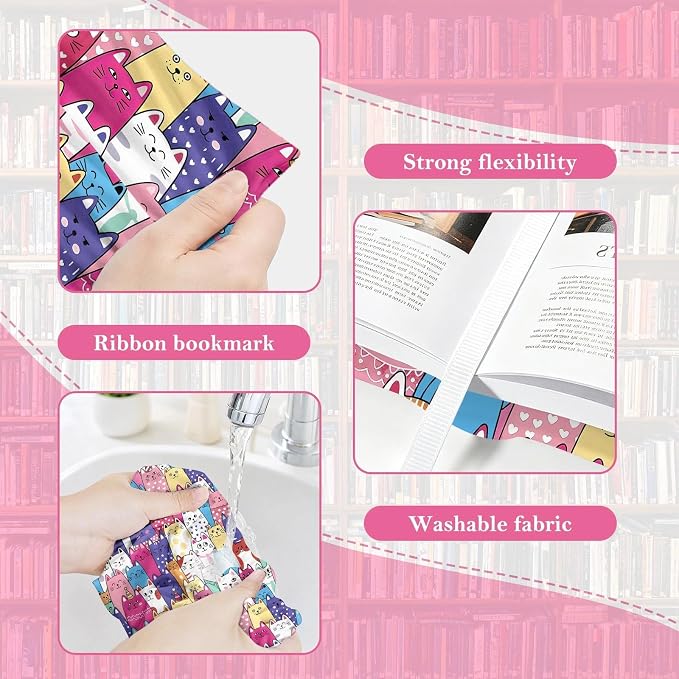 6 Pack Stretchable Book Covers, Jumbo Book Covers for Paperbacks Hardcover Books up to 9 x 11 Inches, Reusable Washable Protective Fabric Books Sleeves, Donuts