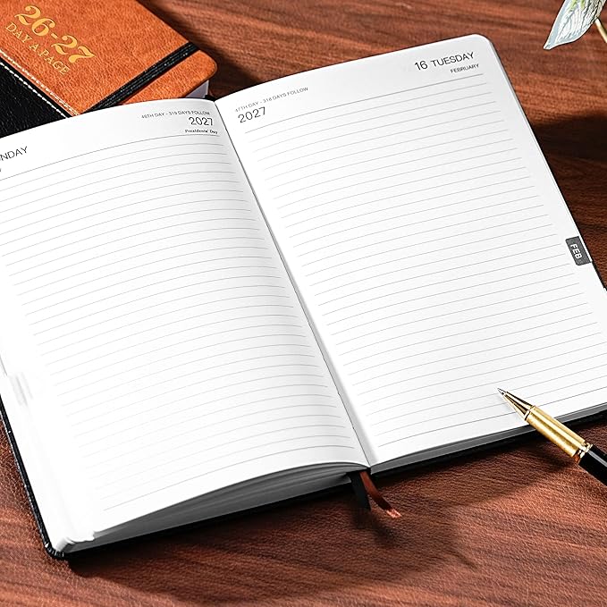 Lemome 2026-2027 Diary - Standard Diary, July 2026 - June 2027, Daily Planner 2026-2027, 5.8" x 8.4", Full Page Per Day, Hardcover, Brown