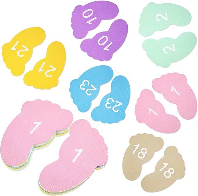 Outus 48 Pcs Carpet Feet Spots, Line up Sit Foot Spots for Classroom Floor, Carpet Markers for Teacher Supplies Classroom Rug, School Decoration(Macaron Color)