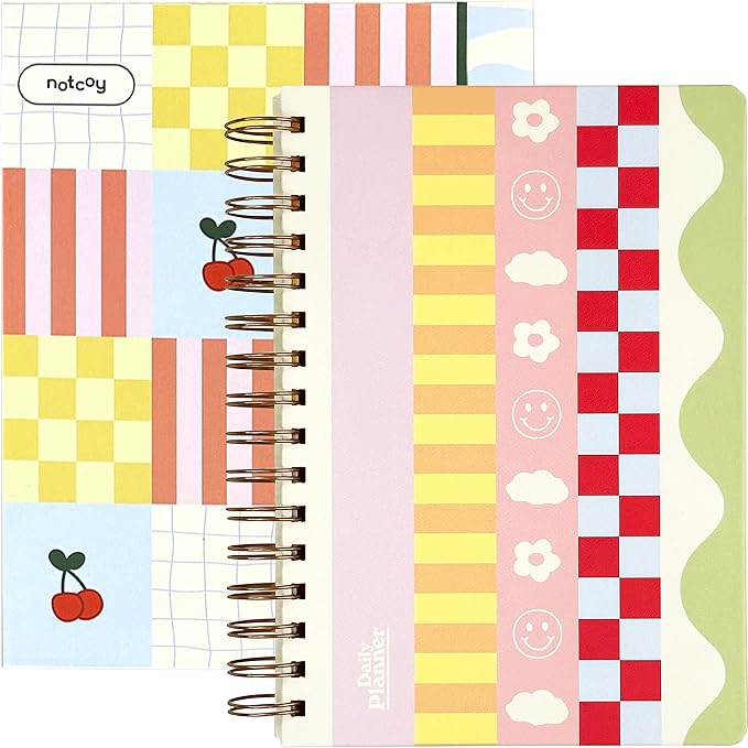 Daily Planner Organizer Notebook - To Do List 6-Month Undated Daily Planner with 180 Daily & 26 Weekly Pages - Aesthetic Checklist Notebook Planner for Passion, Goal & Work - Notcoy Midnight Breakfast