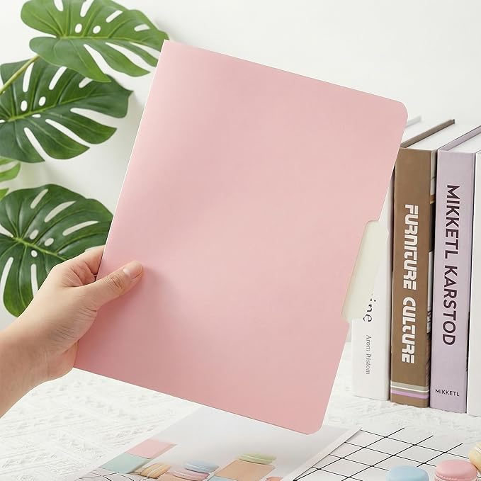 Mr. Pen- Poly File Folders with Tabs, 1/3 Cut Tab, 18 Pack, Letter Size, Pink, File Folders Designed for Office and Classroom Use