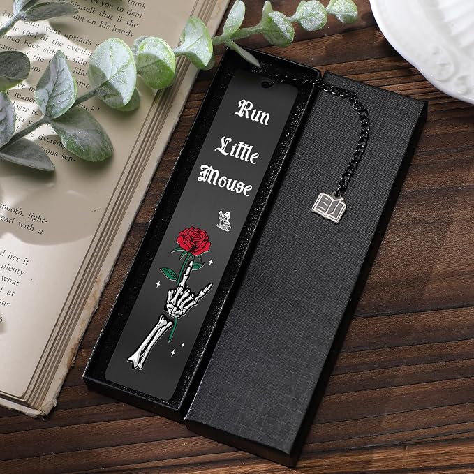 Dark Romance Merch Bookmark - Smut Metal Book Marks for Reading Lover Women Funny Smutty Page Maker Run Little Mouse Accessories with Pendant for Readers Bookish Adult Birthday Christmas