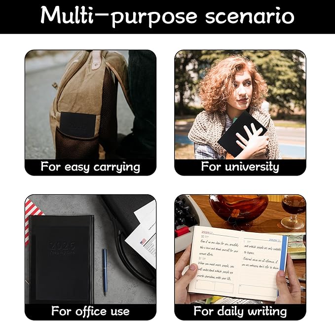 Planner 2026 Weekly and Monthly Planners for Purse 5.5" x 3.9"Cute Small Daily Academic Calendar 320page Hardcover Planning Agenda Book Academic Planner Vegan Leather Softcover, Goal Tracker Organizer Planning for Daily Schedule School Office Schedule ...