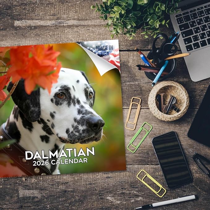 Dalmatian Calendar 2026 by MegaCalendars – Monthly Dog Breed Wall Calendar, Made in USA