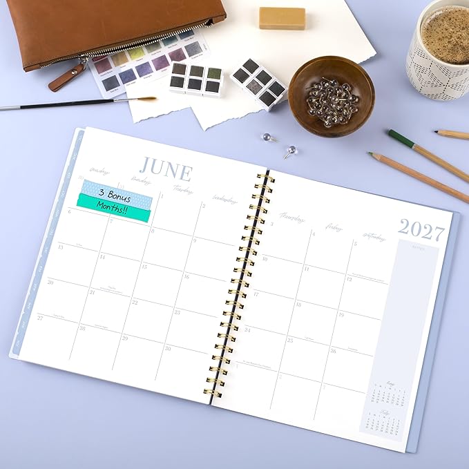 Cambridge Planner 2026-2027 Weekly & Monthly Academic 12-Month July-June, 8-1/2" x 11", Leah Bisch, Pansy Bouquet (LB50-905A)