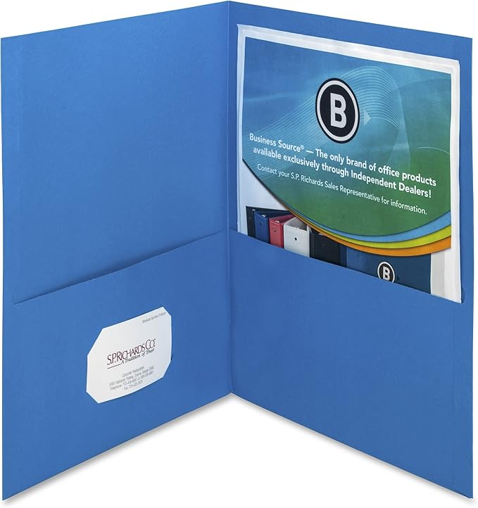 Business Source Double Pocket Portfolio - Blue - Box of 25 (78491)