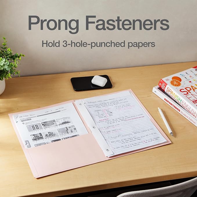 Oxford 2 Pocket Folders with Prongs, 25 Pack, Assorted Calming Colors, Made in the USA, Fits 100 Letter Size (8.5" x 11") Sheets, Durable Paper Folders for School, Office, and Home