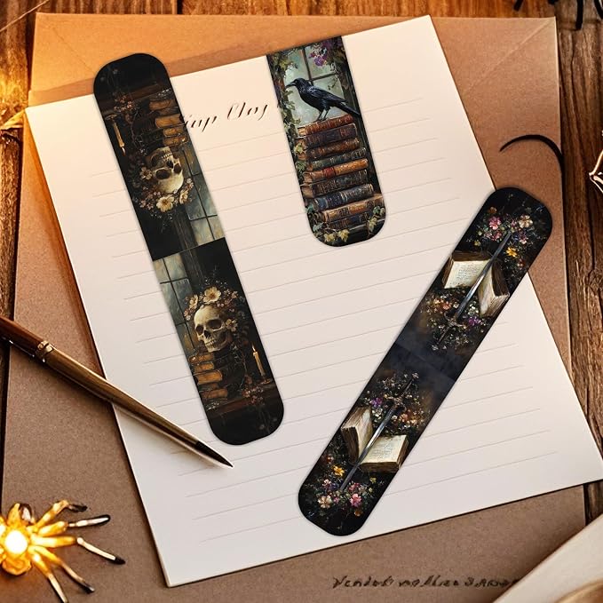 Dark Academia Magnetic Bookmarks: 30 PCS Gothic Witchy Vintage Book Marks, Skull Cat Rose Owl Bookmark for Book Lovers, Readers and Students, Perfect Gifts for Women Men