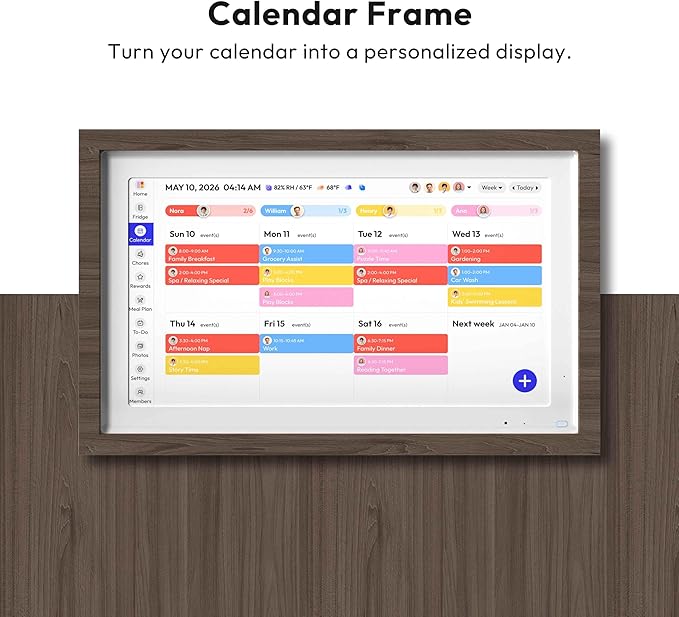21.5'' Digital Calendar & Chore Chart - Smart Interactive Display for Family Schedules, 1920 * 1080P Full HD Touchscreen Electronic WiFi Planner, Wall and Desk Mountable