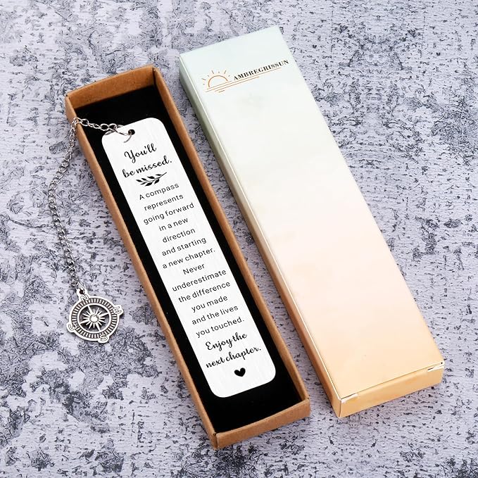 You Will Be Missed Compass Bookmark, Farewell Gifts for Coworkers, Leaving Goodbye Going Away Gifts for Coworker Women Best Friends Her Manager Boss Teacher, Birthday Retirement for Coworkers