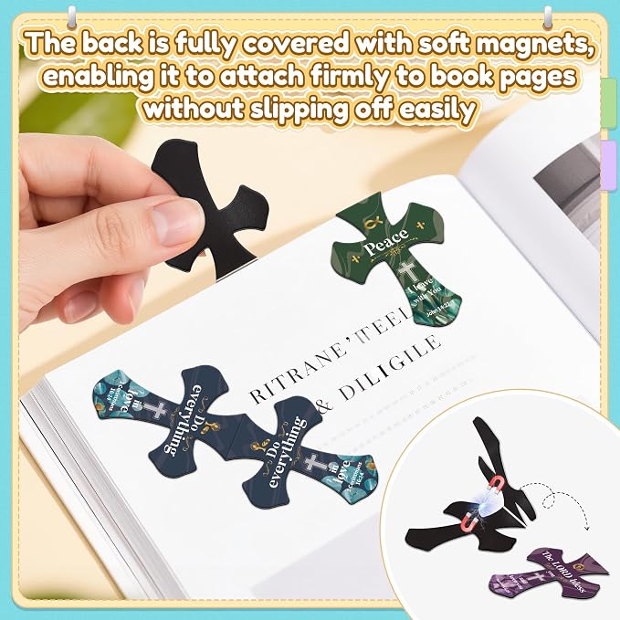 100Pack Magnetic Bookmarks Christian Bookmarks Bulk Cross Bible Bookmark for Reading Women Men Kids Teacher Book Lovers Gifts, Religious Magnet Bookmark Clips Cute Personalized Book Markers (Vintage)