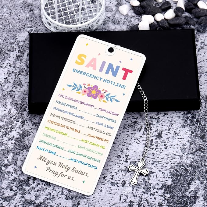 First Communion Gifts for Girls Saint Emergency Hotline Bookmark for Women Her Christian Baptism Confirmation Gifts for Teen Girls Bible Accessories Bible Study Religious Catholic Bookmark for Women