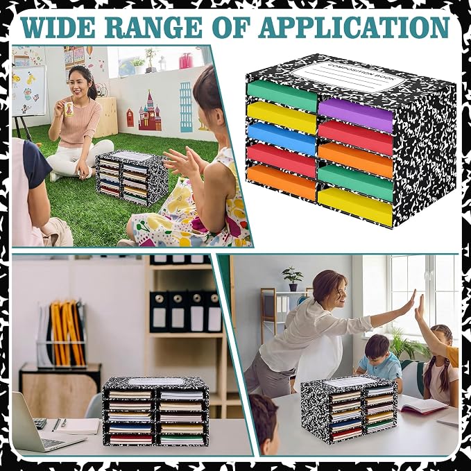 Colingmill 2 Pcs Composition Classroom Paper Storage Organizer Construction Paper Storage Desktop Mailbox File Sorter Literature Cardboard Organizer for Home Office School, 19.7 x 12.4 x 11.8 Inch